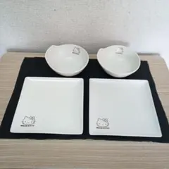 ハローキティ 四角いお皿とサラダボールにも使える白い２客食器セット