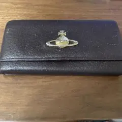 ヴィヴィアンウエストウッド 長財布 オーブロゴ がま口 ダークブラウン レザー