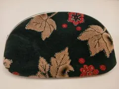 【新品未使用】花柄 緑色ポーチ ファスナー付き