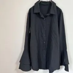 一点もの✨フレア袖 ブラックシャツ ゆったり 大きめ 古着