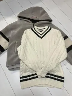 neosフリースボアブルゾン＋KZ×グリーンレーベルリラクシングチルデンニット