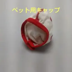 ペット用水玉模様の赤と白の帽子