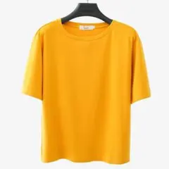 M イエロー Tシャツ 無地 シンプル 夏 薄め 涼しい 半袖 レディース