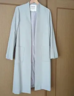 COCO DEAL ライトグレー ノーカラーロングコート サイズ2