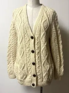 ケーブル編み　アランニットカーディガン　ヴィンテージ　古着