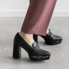 新品　RANDA パール×ビジュープラットフォームローファー