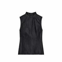 ZARA TRF デニム ホルターネック トップス S ダークインディゴ
