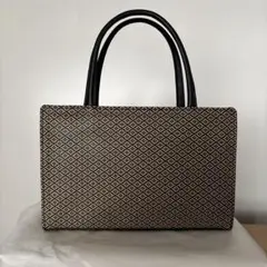 良品 印傳屋 トートバッグ A4 ネイビー レザー 花柄 ハンドバッグ 