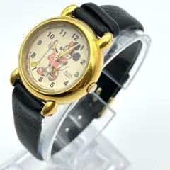 アルバ 腕時計 ミッキー ミニー 新品電池交換済 新品ベルト交換済 レザー 黒
