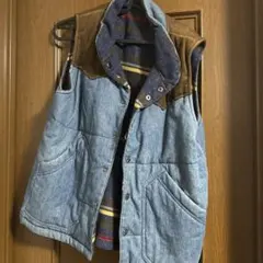 デニムコットン　リバーシブルノースリーブベスト