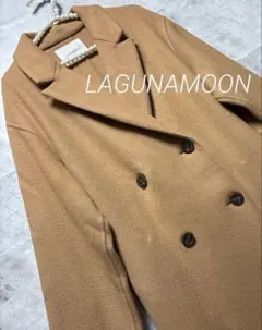 ラグナムーン ベージュ ダブルブレスト ロングコート ウール S