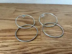 ROSEBUD ダブルサークル シルバーカラー ピアス