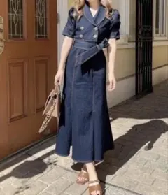 【RESEXXY】配色ステッチマーメイドワンピース