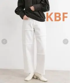 KBF パッチワークストレートデニム ホワイト