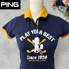 PING ピン　半袖ポロシャツ　レディースゴルフウェア　ネイビーのサムネイル