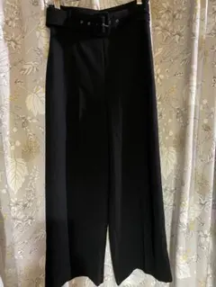 ZARA ブラック　ワイドパンツ　ベルト付き