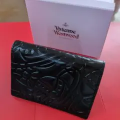 ヴィヴィアンウエストウッド 新品 LINE ORB 牛革パスケース黒 二つ折り
