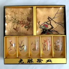 ガラス製　光琳絵皿　大皿1・小皿5　新品未使用 Amazon.co.jp: 光琳絵皿セット＜食器＞尾形光琳 和食器 ガラス食器 角