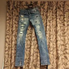 OVERDESIGN ダメージ加工 スキニーデニムパンツ