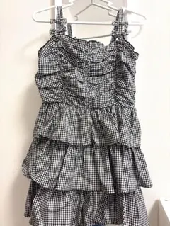 evelyn リボンキャミギャザーワンピース チェック