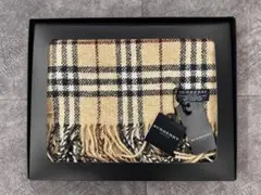 【バーバリーロンドン】マフラー ノバチェック アンゴラ カシミヤ ベージュ