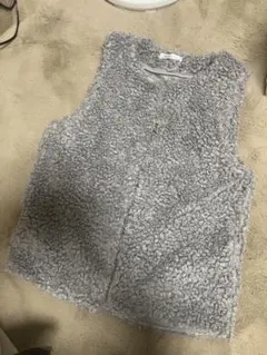 プードルフェイクファー　ベスト　グレー