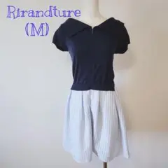 Rirandture セーラー襟 半袖ワンピース 紺2 M 上品・大人可愛いのサムネイル