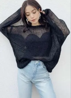 ジェイダ　透かし編みニットトップス