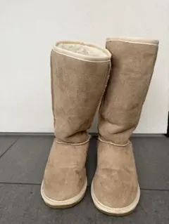 ベージュ スエード ロングブーツムートン