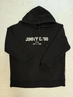 JIMMY CHOO ブラック フード付きパーカー 中古・古着通販】JIMMY CHOO (ジミーチュウ) ロゴプリントパーカー