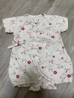 くろわっさんずべべ　ベビー甚平 70cm トンボと花柄 綿100%