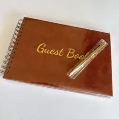 ゲストブック 芳名帳 ゲストサインブック ゴールド ブラウン