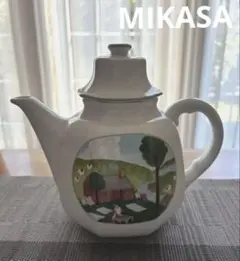 ヴィンテージ陶器 ティーポット風景画