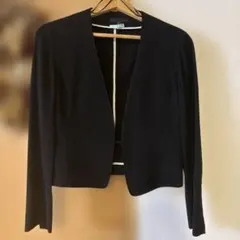 ICB ノーカラージャケット ブラック 11号 リネン混 ストレッチ 美品 春夏のサムネイル