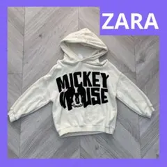 早い者勝ち★ZARAミッキーパーカー 100cm ホワイト ロゴトレーナー