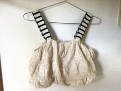 ストライプ肩紐 ベージュ ビスチェ