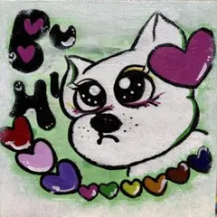 気まぐれ価格】【白猫さん イエロー】ハガキサイズ 額無し☆ 絵画