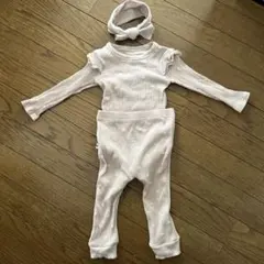 ほぼ未使用　マリンブルー　リボン刺繍 ピンク リブロンパース　3点セット