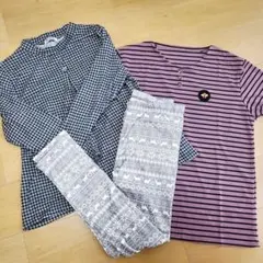 シニアファッション　パンツ+トップス２枚