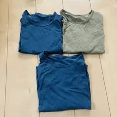 GU アンダーシャツ3枚セット 140.130cm 恐竜柄ウォームヒートインナー