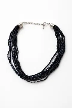 黒ビーズ 多連ネックレス 大人エレガント シンプル