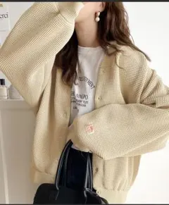 《JaVaジャバ コラボ》新触感！軽量ワッフルニットカーディガン