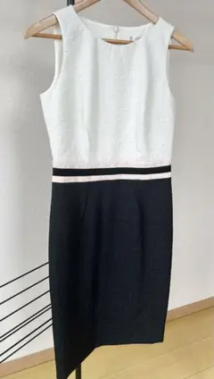 PAULE KA ポールカ 白×ブラック×ピンク バイカラーワンピースのサムネイル