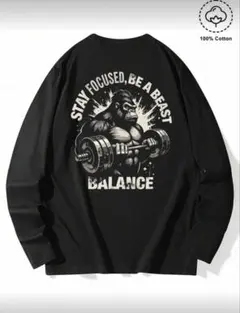 【新品】筋トレ ゴリラ ロンT XL 黒 バックプリント フィットネス