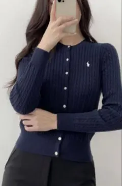 ポロラルフローレンPOLO RALPH LAURENケーブルカーディガンネイビー