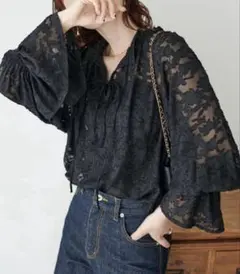 定価5500円 美品✨ディスコート 前後 2way リボンブラウス ブラック F