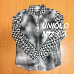 UNIQLO フランネル　ギンガムチェックシャツ 黒白　長袖 Mサイズ
