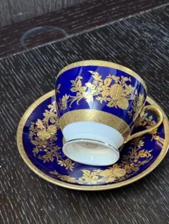 美品 オールドノリタケ マルキ印 コバルト金盛 トリオセット カップ