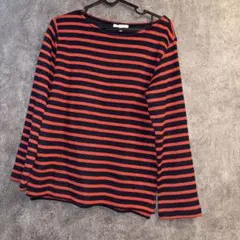 GLOBAL WORK 長袖ニット M 黒赤ストライプ