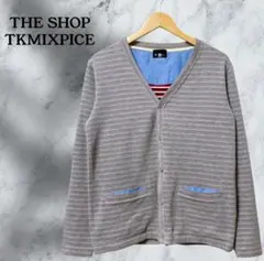 『ザショップ ティーケー ミクスパイス』カーディガン【M】グレー系 ボーダー柄